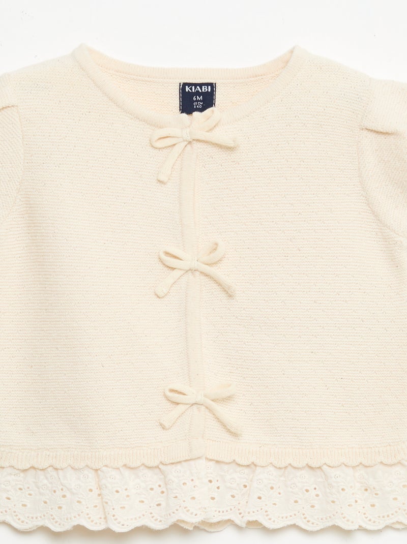 Camisola de manga curta com nós fantasia Beige - Kiabi