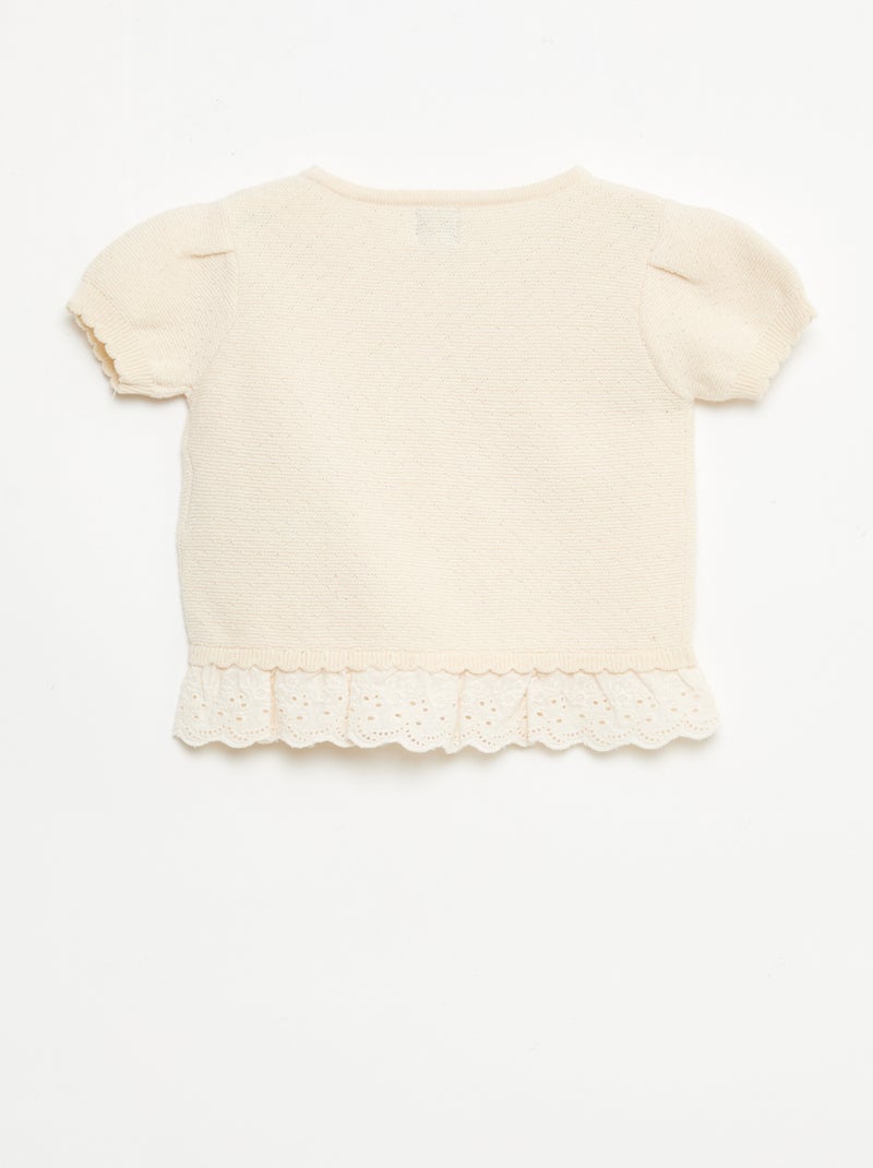 Camisola de manga curta com nós fantasia Beige - Kiabi