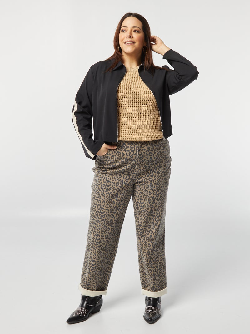 Camisola de manga curta de malha larga BEGE - Kiabi