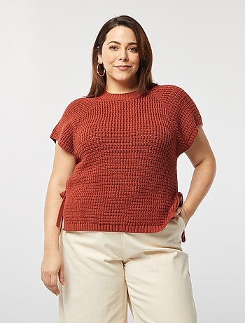Camisola de manga curta de malha larga