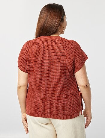 Camisola de manga curta de malha larga
