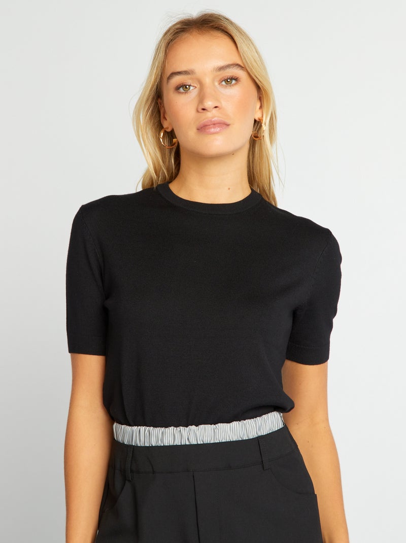 Camisola de manga curta Preto - Kiabi