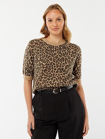 Camisola de manga média em malha de tricô