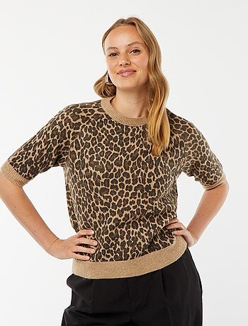 Camisola de manga média em malha de tricô