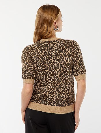 Camisola de manga média em malha de tricô