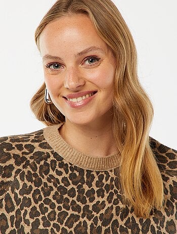 Camisola de manga média em malha de tricô