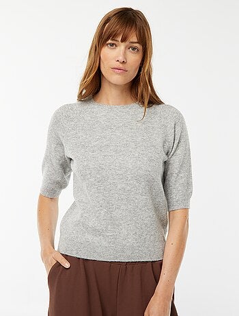 Camisola de manga média em malha de tricô