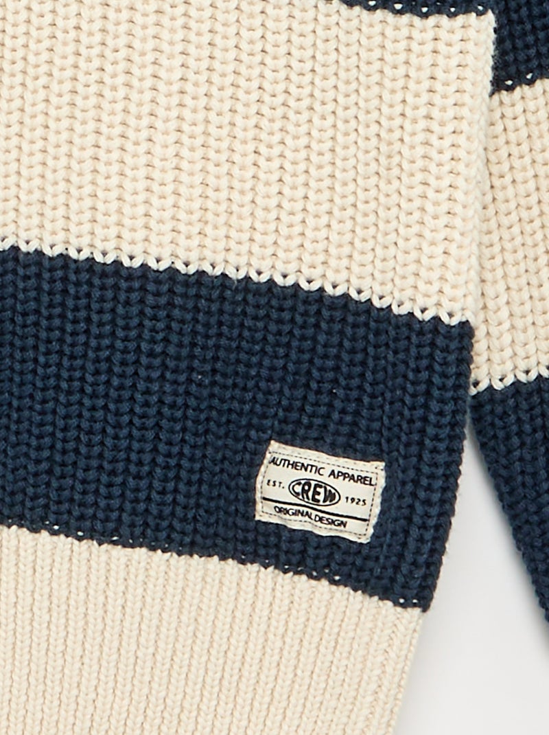 Camisola de mangas compridas e riscas Azul - Kiabi