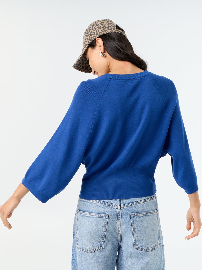 Camisola de mangas curtas 3/4 Azul - Kiabi