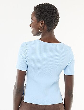 Camisola de mangas curtas com botões fantasia