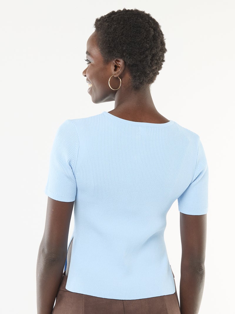 Camisola de mangas curtas com botões fantasia Azul - Kiabi