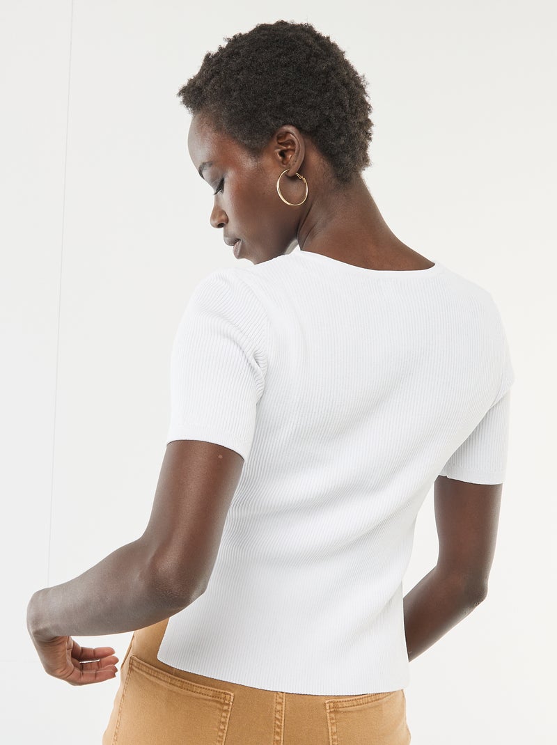 Camisola de mangas curtas com botões fantasia Branco - Kiabi