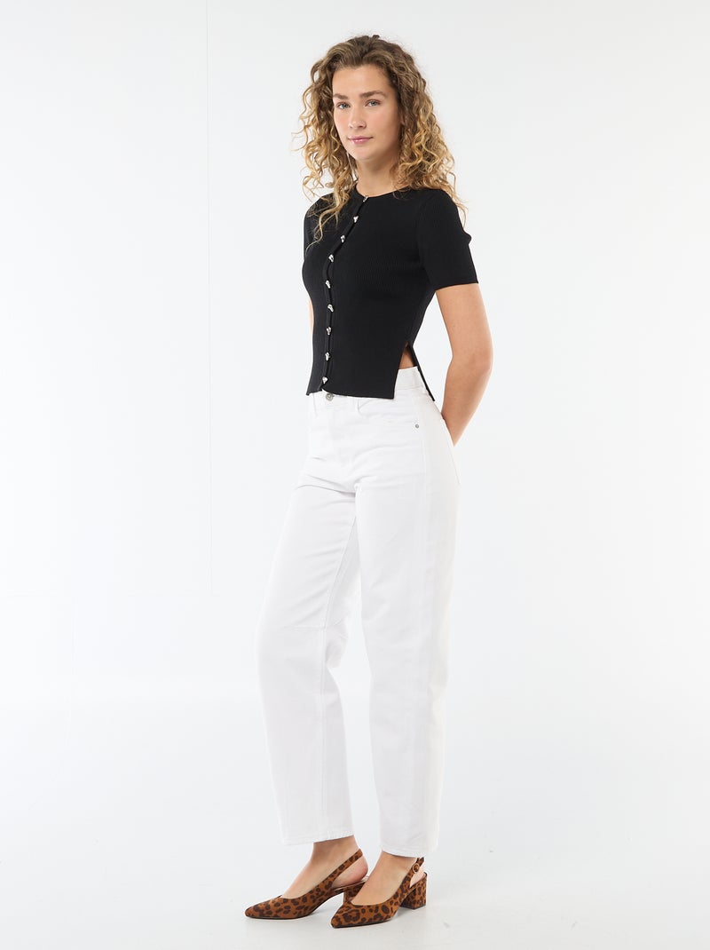 Camisola de mangas curtas com botões fantasia Preto - Kiabi
