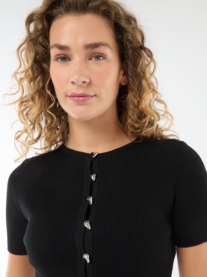 Camisola de mangas curtas com botões fantasia Preto - Kiabi