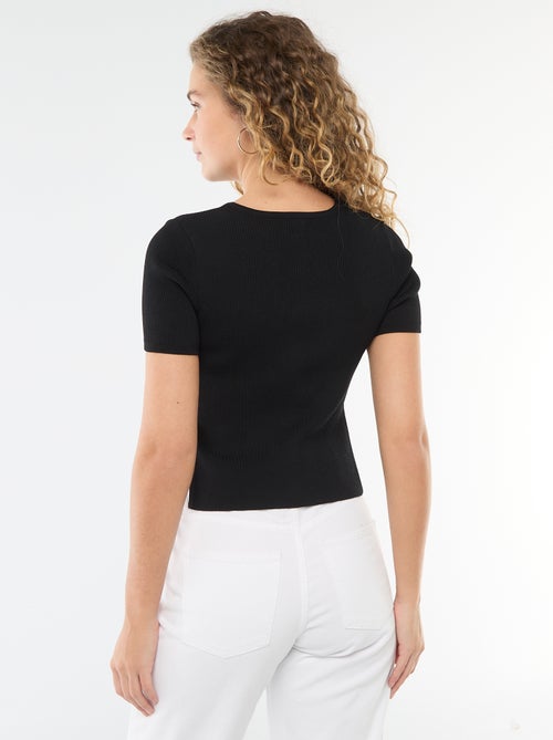 Camisola de mangas curtas com botões fantasia - Kiabi