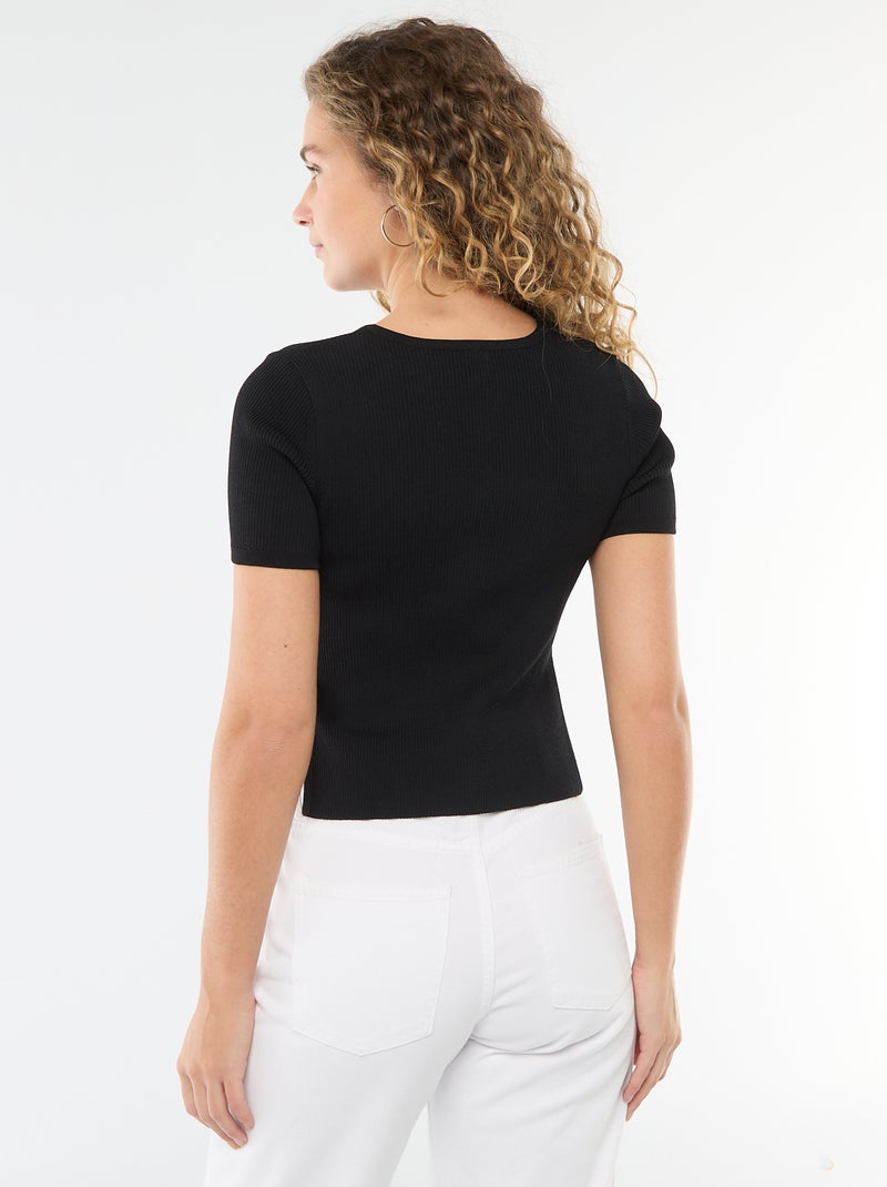 Camisola de mangas curtas com botões fantasia Preto - Kiabi