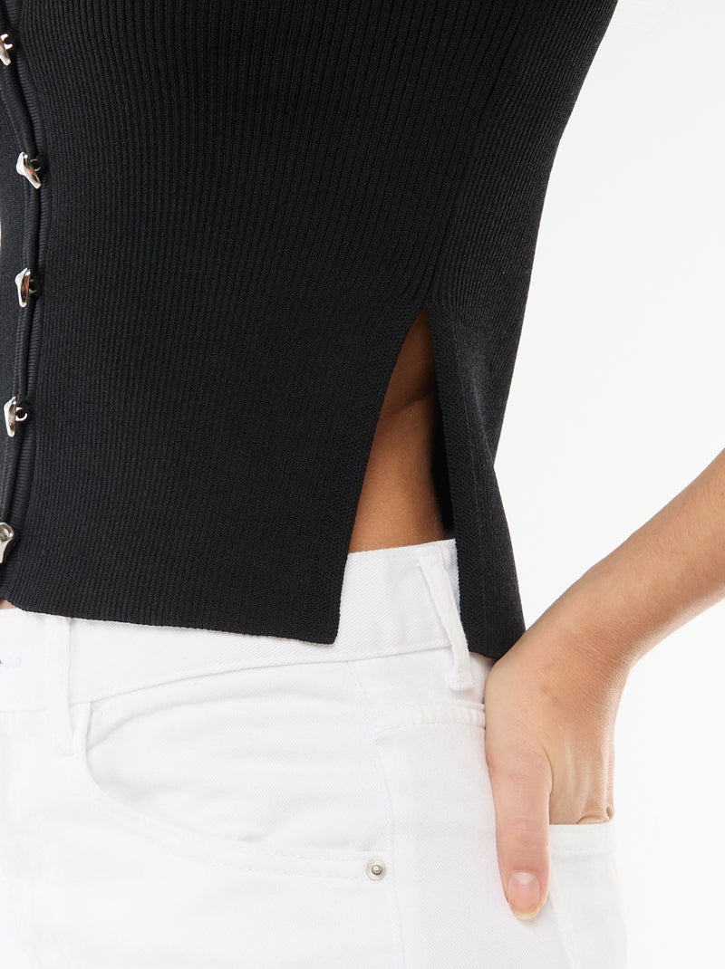 Camisola de mangas curtas com botões fantasia Preto - Kiabi