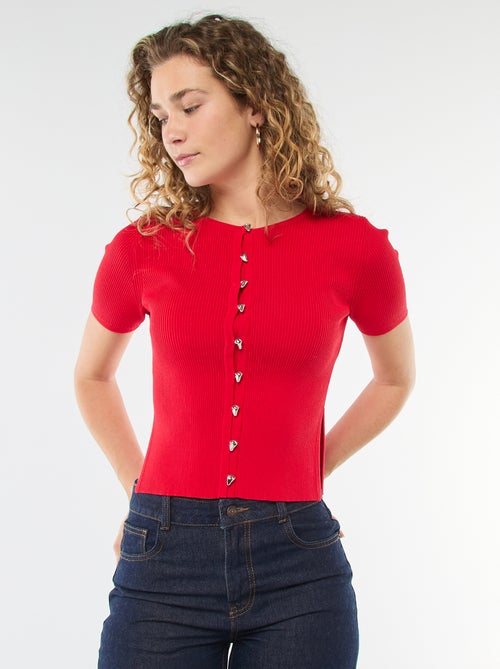 Camisola de mangas curtas com botões fantasia - Kiabi