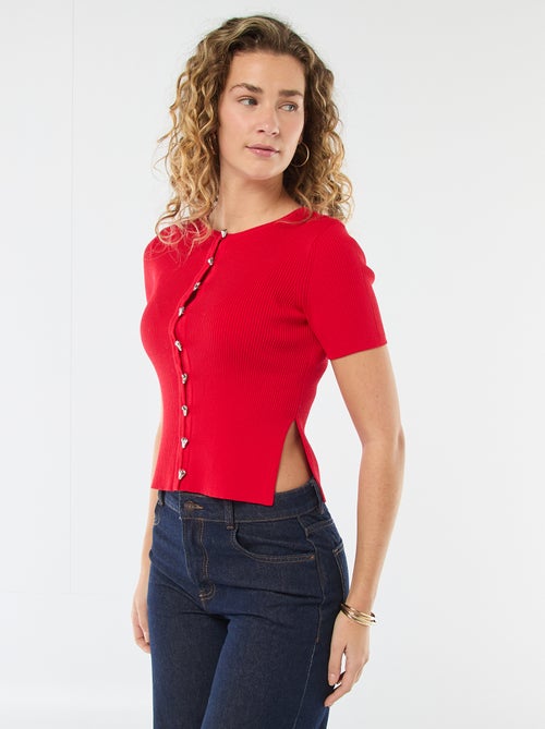 Camisola de mangas curtas com botões fantasia - Kiabi