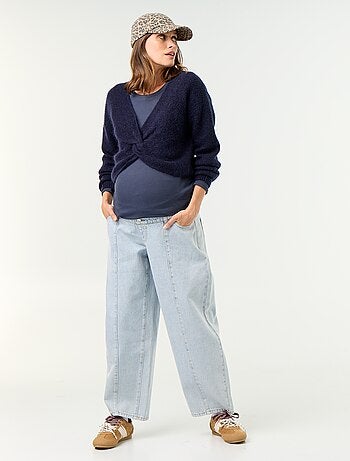 Camisola de maternidade cropped com efeito torcido