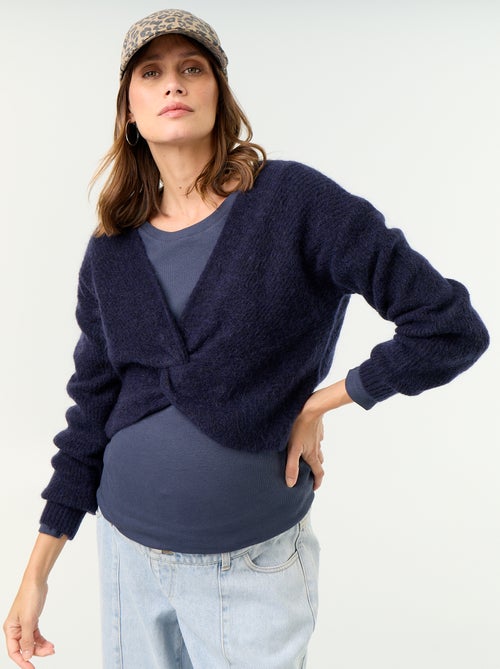 Camisola de maternidade cropped com efeito torcido - Kiabi