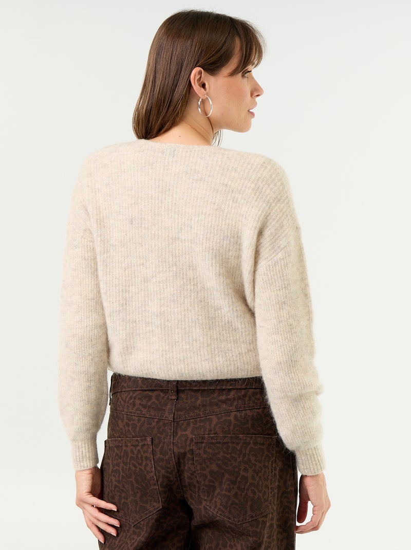 Camisola de maternidade cropped com efeito torcido Bege - Kiabi