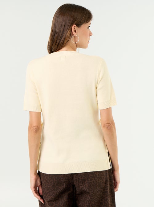 Camisola de maternidade de manga curta com aberturas laterais com atacadores - Kiabi Camisola de maternidade de manga curta com aberturas laterais com atacadores - Kiabi