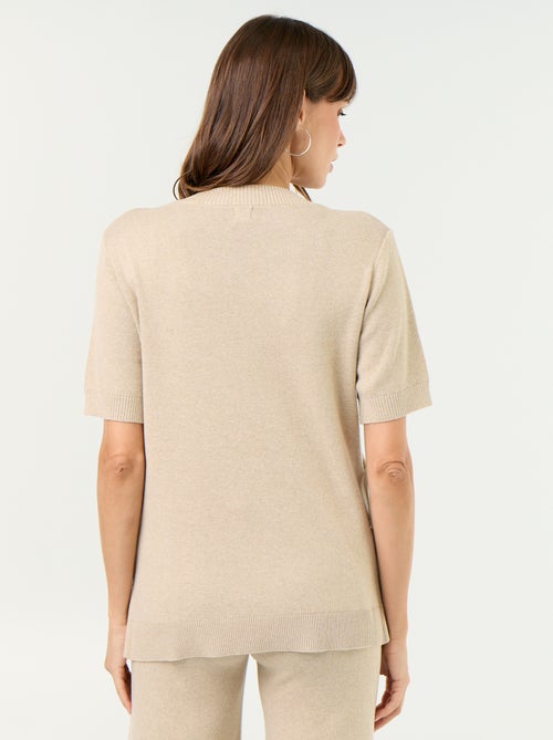 Camisola de maternidade de manga curta com aberturas laterais com atacadores - Kiabi Camisola de maternidade de manga curta com aberturas laterais com atacadores - Kiabi