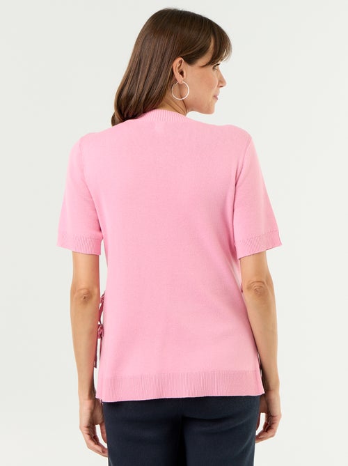 Camisola de maternidade de manga curta com aberturas laterais com atacadores - Kiabi Camisola de maternidade de manga curta com aberturas laterais com atacadores - Kiabi
