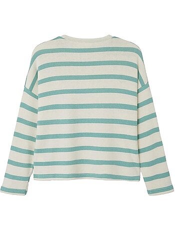 Camisola de Menina Name It Follina às Riscas Bege/Verde