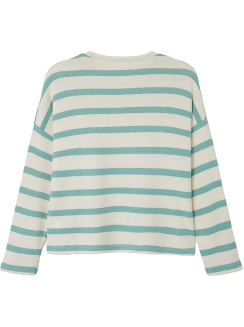 Camisola de Menina Name It Follina às Riscas Bege/Verde - Kiabi Camisola de Menina Name It Follina às Riscas Bege/Verde - Kiabi