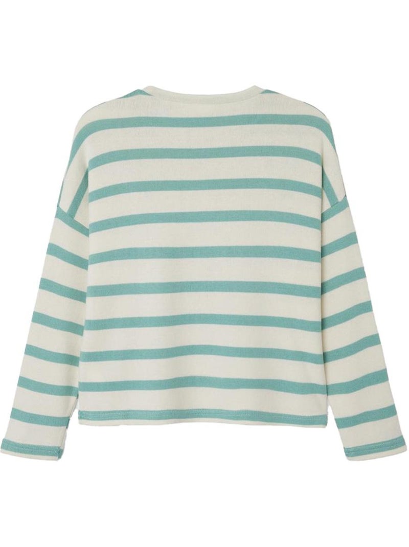 Camisola de Menina Name It Follina às Riscas Bege/Verde Verde - Kiabi
