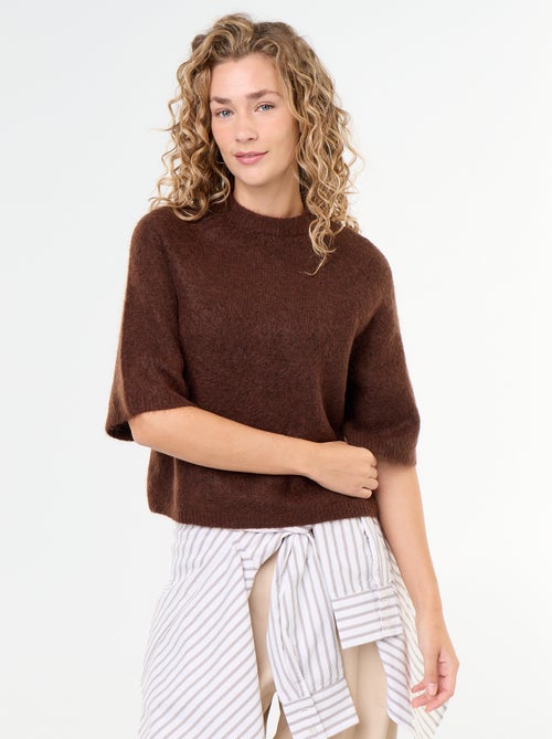 Camisola de mohair de mangas curtas / cava descaída - Kiabi Camisola de mohair de mangas curtas / cava descaída - Kiabi