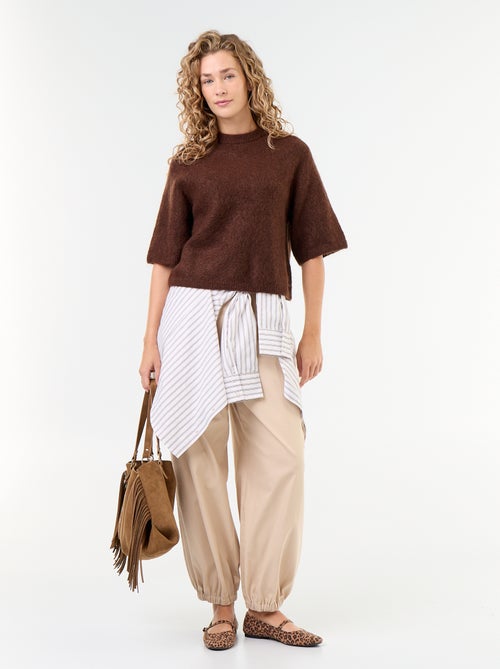 Camisola de mohair de mangas curtas / cava descaída - Kiabi Camisola de mohair de mangas curtas / cava descaída - Kiabi