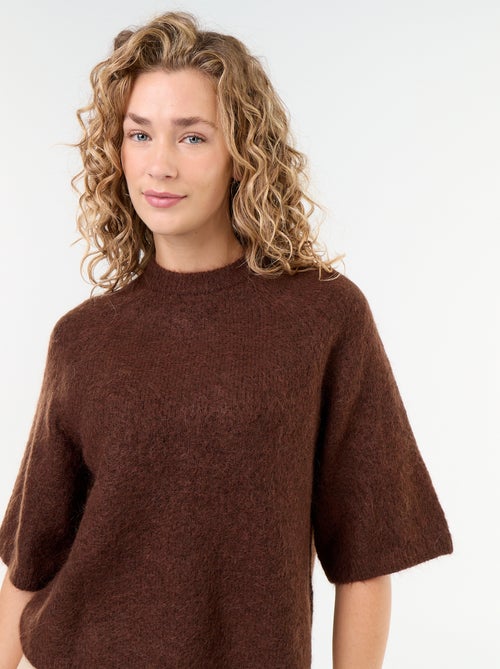 Camisola de mohair de mangas curtas / cava descaída - Kiabi Camisola de mohair de mangas curtas / cava descaída - Kiabi