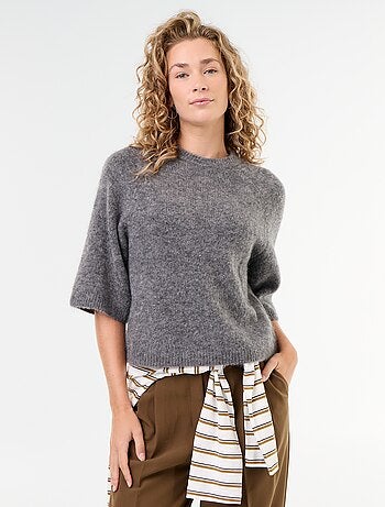 Camisola de mohair de mangas curtas / cava descaída