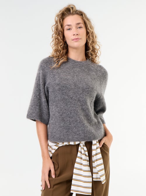 Camisola de mohair de mangas curtas / cava descaída - Kiabi