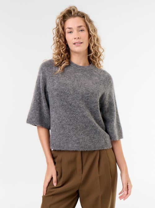 Camisola de mohair de mangas curtas / cava descaída - Kiabi