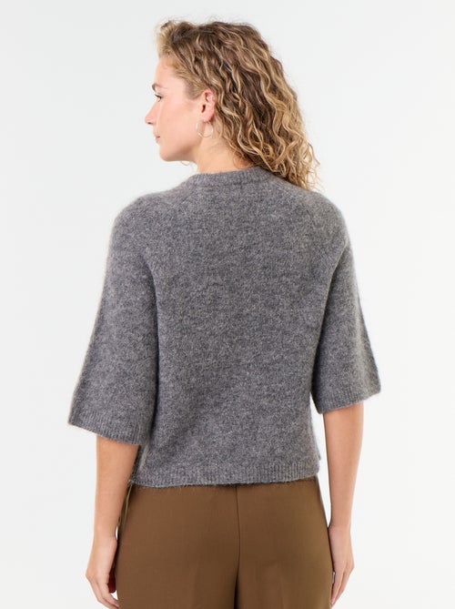 Camisola de mohair de mangas curtas / cava descaída - Kiabi