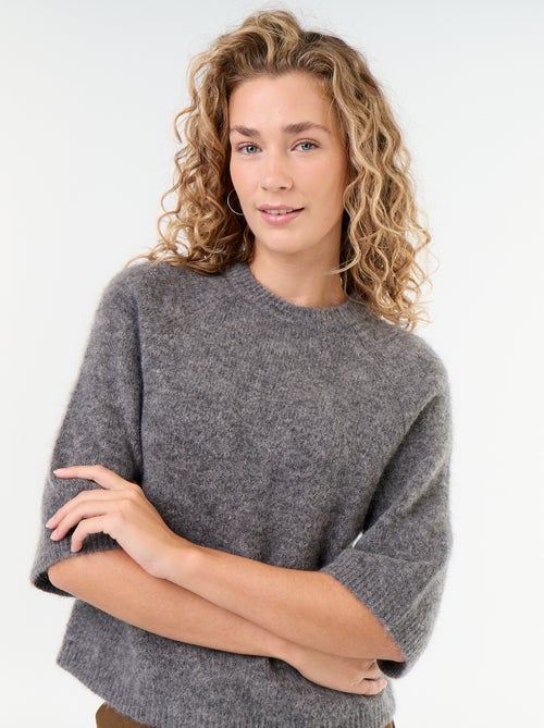 Camisola de mohair de mangas curtas / cava descaída - Kiabi
