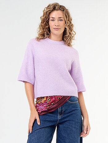 Camisola de mohair de mangas curtas / cava descaída
