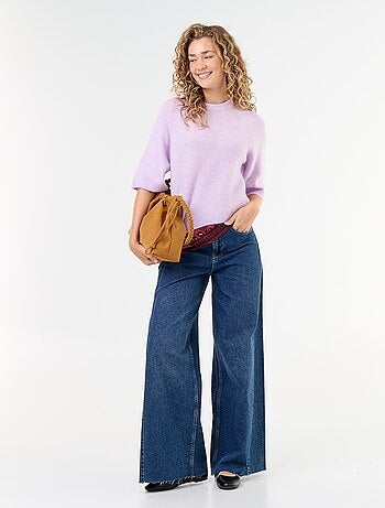 Camisola de mohair de mangas curtas / cava descaída