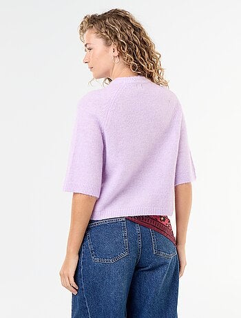 Camisola de mohair de mangas curtas / cava descaída