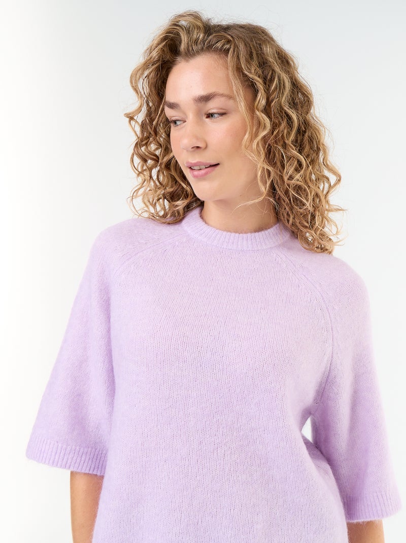 Camisola de mohair de mangas curtas / cava descaída Rosa - Kiabi