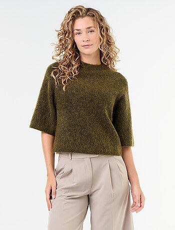 Camisola de mohair de mangas curtas / cava descaída