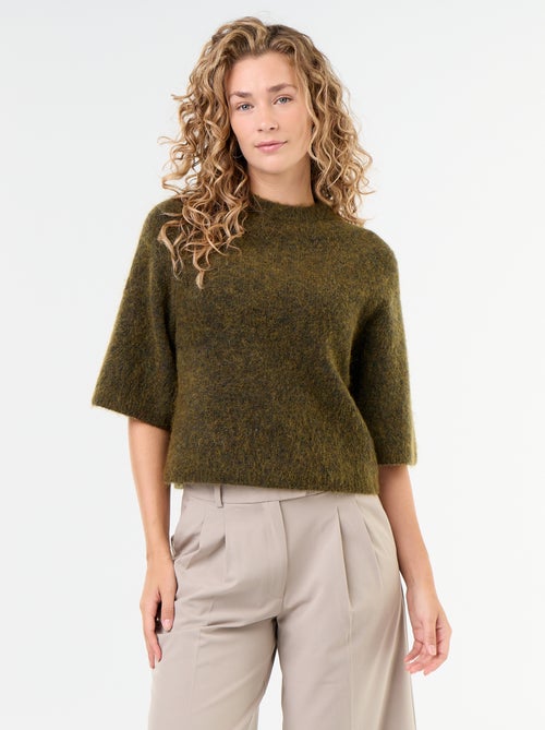 Camisola de mohair de mangas curtas / cava descaída - Kiabi