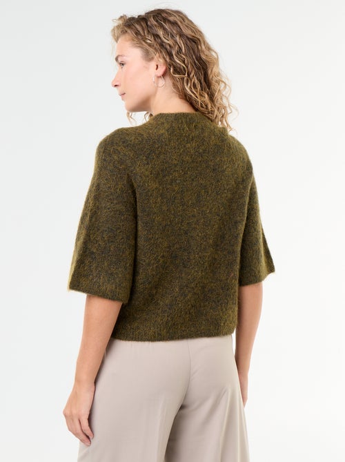 Camisola de mohair de mangas curtas / cava descaída - Kiabi