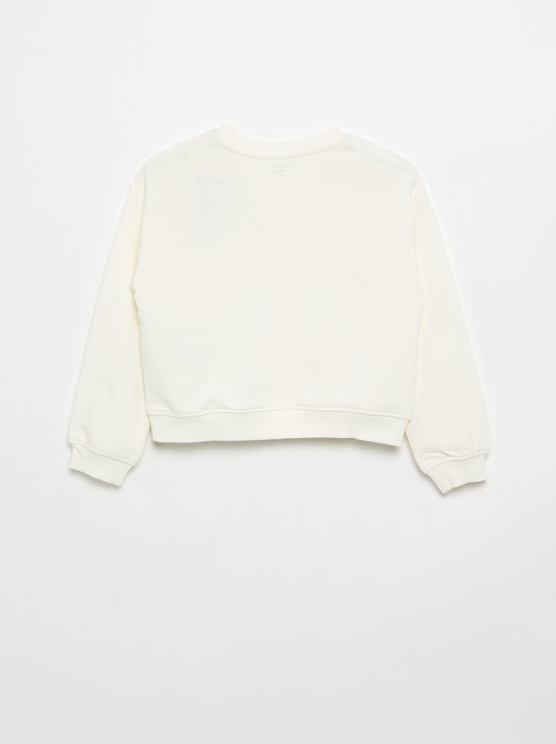 Camisola de moletão com estampado no peito Branco - Kiabi