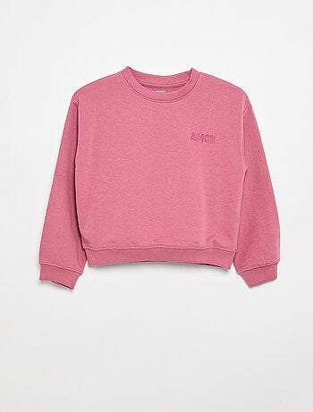 Camisola de moletão com estampado no peito
