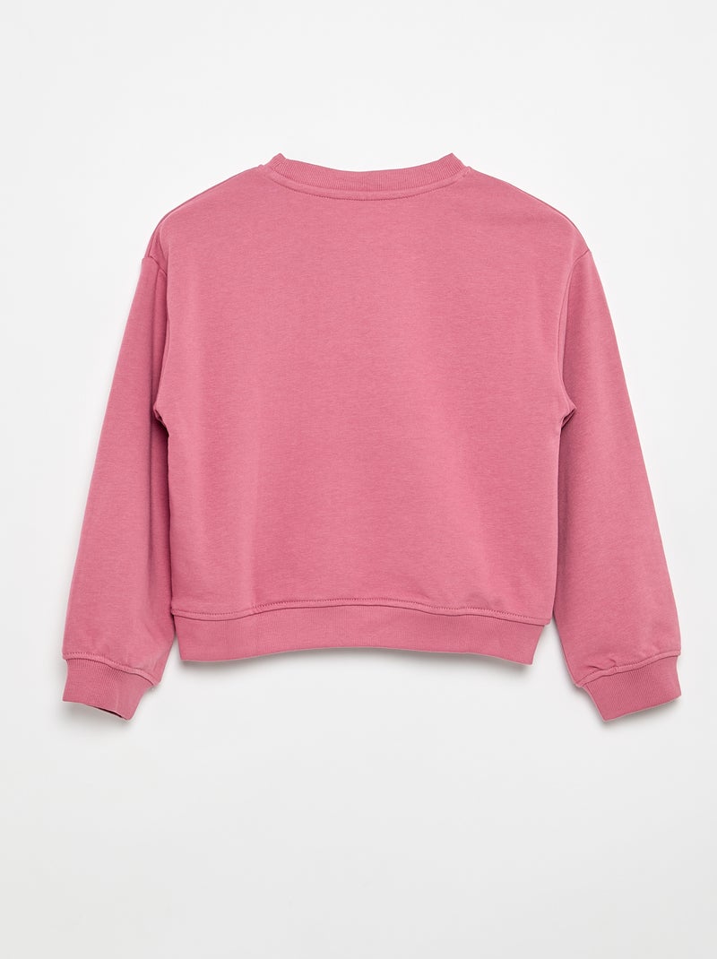 Camisola de moletão com estampado no peito Rosa - Kiabi